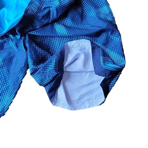 Nike Blue Geometrical Men Swim Trunks Sporty Lined Side Pockets Strings Vintage - Picture 7 of 16